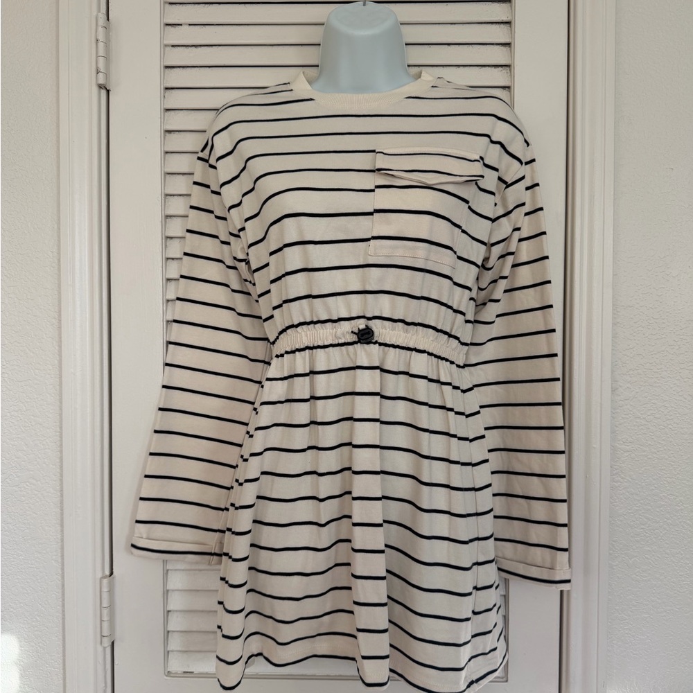 ZARA Girls Striped Dress NWOT Size 13–14 ( 164 sm) Soft Cotton Cute Casual